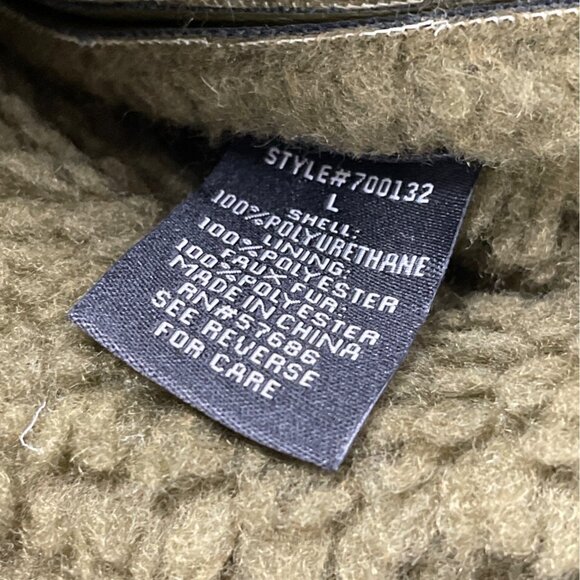 New Look Women's Olive Faux Leather Sherpa-Lined Jacket Warm Size L - New - Picture 8 of 9